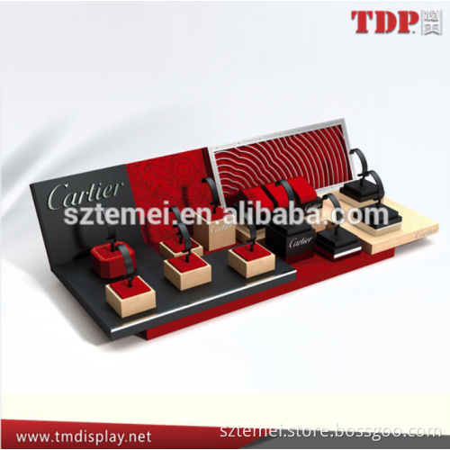 ODM OEM Customize L-shape wooden watch display acrylic watch display stand MDF and Acrylic watch stand